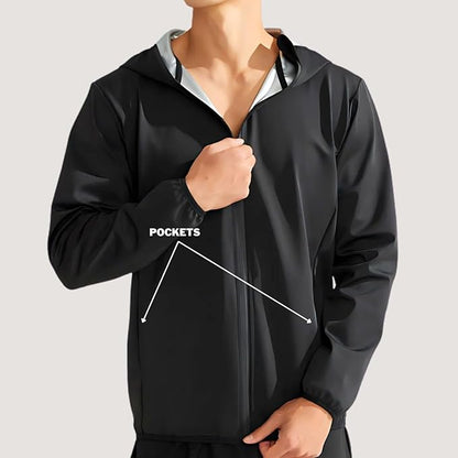 Sauna Jacket Top Weight Loss Sweat Suit Shirt Hoodie Workout Exercise Men