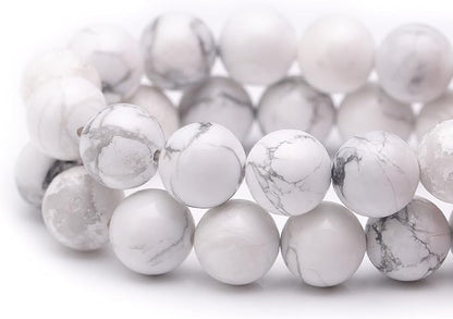 Youngbling Natural Gemstone Beads for Jewelry Making,10mm Howlite Polished Round Smooth Stone Beads for Bracelet Necklace 15 Inch