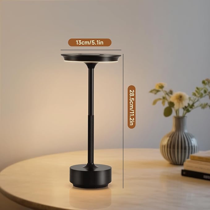 Color-Changing Night Light - Simple and Modern Metal Base Desktop Ambient Light, Bedroom Bedside Light, Meeting Room Decorative Lighting, LED dimmable Night Light (Black)