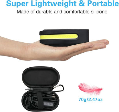 COSOOS 2 Rechargeable Headlamp Flashlight & Carry Case, Bright LED Head Lamp Outdoor, Wide Beam & Spot Light, Motion Sensor, 2.4 oz Lightweight Headband Headlights for Hardhat Camping Accessories