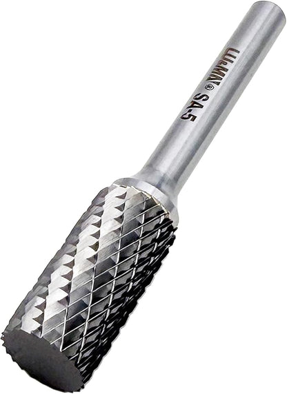 SA-5 Tungsten Carbide Burr Cylinder Shape Double Cut Rotary Burr File(1/2” cutter Dia X 1”Cutter Length) with 1/4'' Shank dia By LU&MN