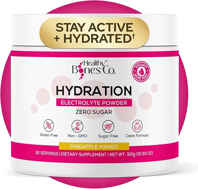Sugar-Free Electrolyte Powder Drink Mix Fast Hydration Naturally Sweetened with Organic Monk Fruit, Pineapple Mango Flavor (310g) with Key Electrolytes and Trace Minerals –Keto Friendly, Vegan
