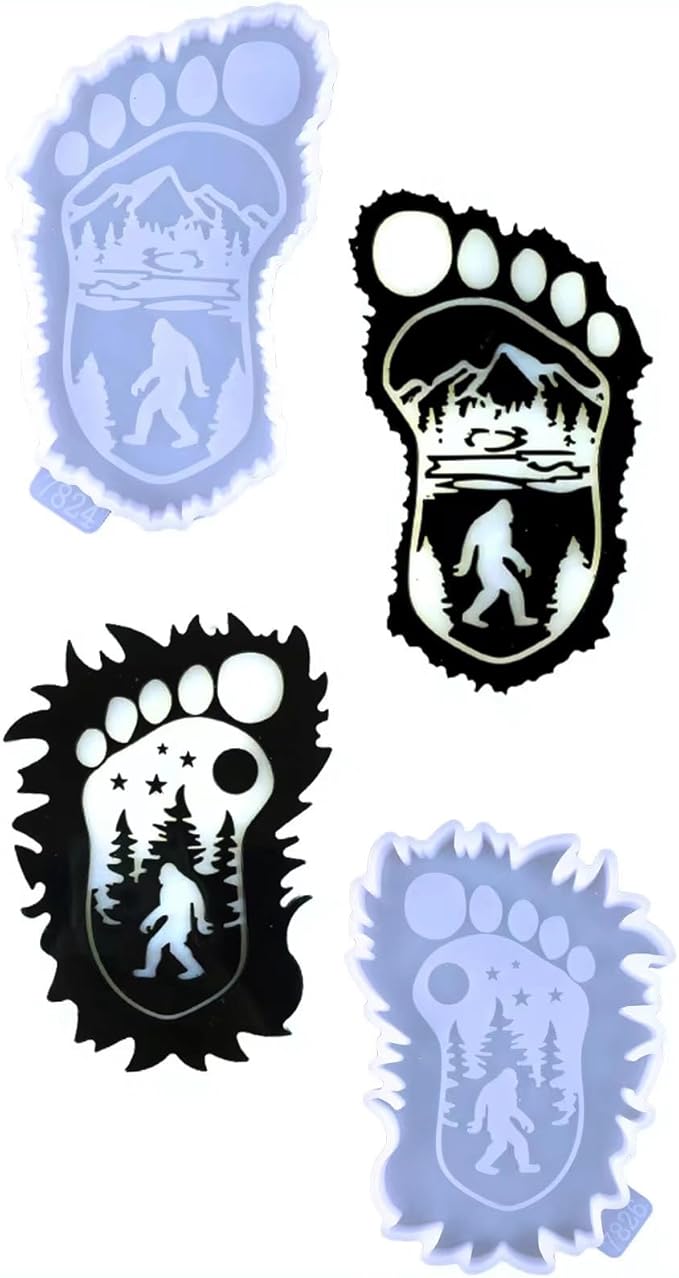 2pcs Foot Coaster Silicone Molds, Bigfoot Sasquatch Epoxy Resin Casting Mold for Drink Coasters, Cup Mats, Home Decoration, Handmade Crafts