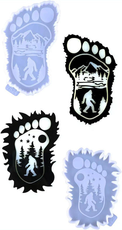 2pcs Foot Coaster Silicone Molds, Bigfoot Sasquatch Epoxy Resin Casting Mold for Drink Coasters, Cup Mats, Home Decoration, Handmade Crafts