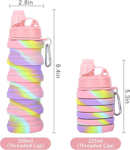 Collapsible Water Bottles Travel water bottle Sports Portable Sport Water Bottle Reusable Water Bottles comes with mountaineering Buckle 500ml silicone Water-proof camping water bottle