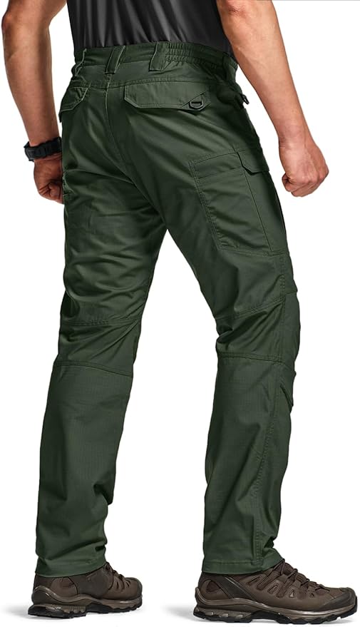 CQR Men's Flex Stretch Tactical Pants, Water Resistant Ripstop Cargo Pants, Lightweight EDC Outdoor Work Hiking Pants
