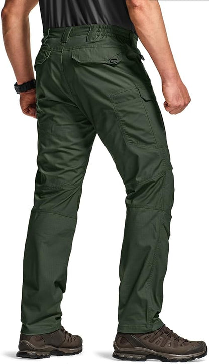 CQR Men's Flex Stretch Tactical Pants, Water Resistant Ripstop Cargo Pants, Lightweight EDC Outdoor Work Hiking Pants