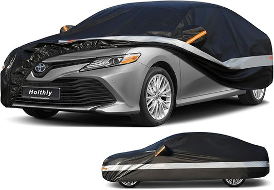 10 Layers Sedan Car Cover Waterproof All Weather for Automobiles,100% Waterproof Outdoor Car Covers Rain Snow UV Dust Protection. Custom Fit for BMW 3 Series Mercedes C Class Audi A4 A5, etc