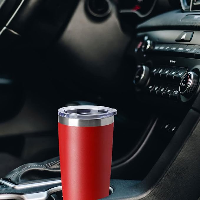 HASLE OUTFITTERS 20oz Tumblers Stainless Steel Mugs with Lid Double Wall Vacuum Insulated Coffee Cups for Cold & Hot Drinks (20oz-Red, 4 Pack)