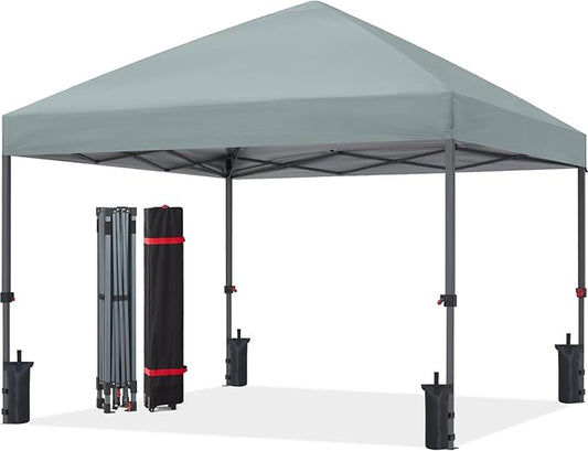 ABCCANOPY Pop Up Canopy - Outdoor Patio Portable Canopy Tent Heavy Duty for Backyard and Deck with 4 Sandbags(Light Gray, 12x12)
