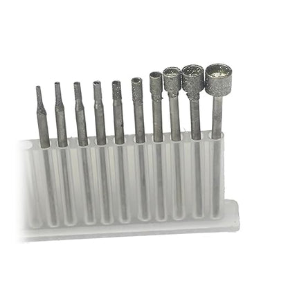 𝐋𝐮𝐨 𝐤𝐞 10 Pcs Hollow Cup Shape Diamond Burr Set, 3/32 Inch Shank Stone Carving Bits for Rotary Tools
