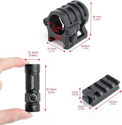 Helmet Light, Mini Clampable Tactical Flashlight with Strobe/Strong/Low Lamp, Compact Helmet Mounted LED with Fast Helmet Clip Rail, 400 Lumens Light for Outdoor Cycling Hiking