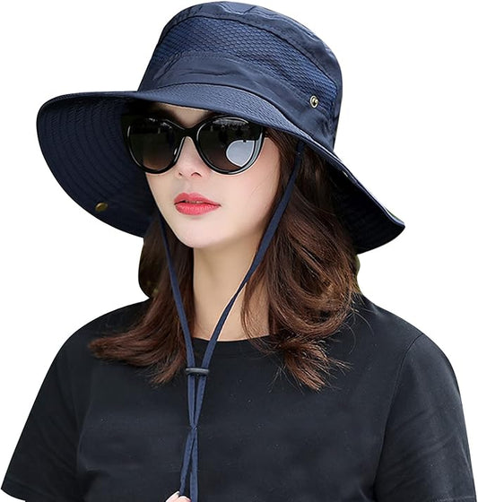 Women Fishing Sun Hat Men Summer UV Protection Bucket Hats Mesh Ventilated Outdoor Hiking Gardening Beach Lawn Hat