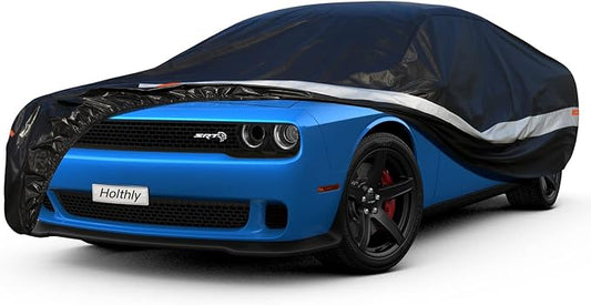 10 Layers Coupe Car Cover Waterproof All Weather for Automobiles,100% Waterproof Outdoor Car Covers Rain UV Protection. Custom Fit for Dodge Challenger, Ford Thunderbird, Pontiac Firebird,etc