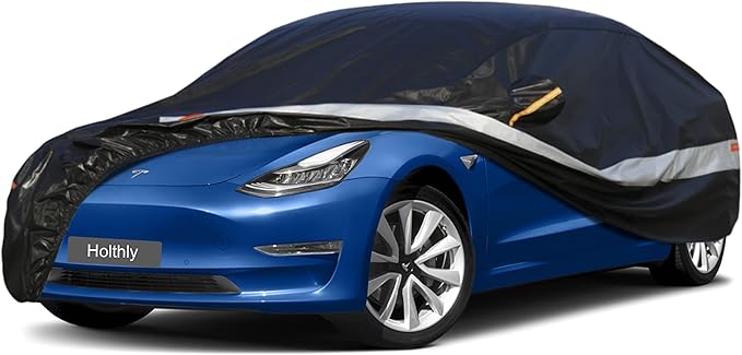 Sedan Car Cover Custom Fit Tesla Model 3 2017-2025, 100% Waterproof Breathable Outdoor Car Covers, Sun Rain Dust Snow Protection. (Ships from US Warehouse, Arrive Within 3-7 Days)