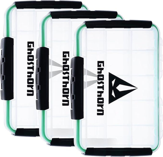 Ghosthorn Fishing Tackle Box, Waterproof 3600 and 3700 Tackle Trays, Plastic Tackle Box Organizer with Removable Dividers Storage Lure Box for Lures 1 and 4 Pack