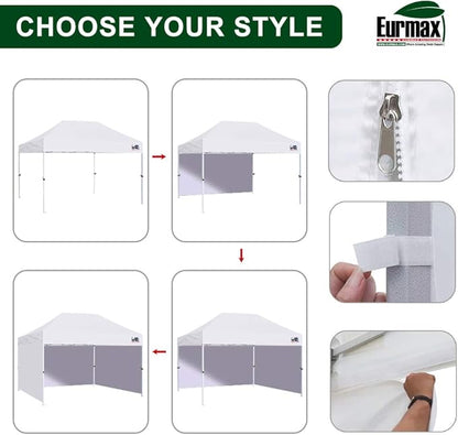 Eurmax USA 10'x15' Pop-up Canopy Tent Commercial Instant Canopies with 4 Removable Zipper End Side Walls and Roller Bag, Bonus 4 SandBags(Purple)