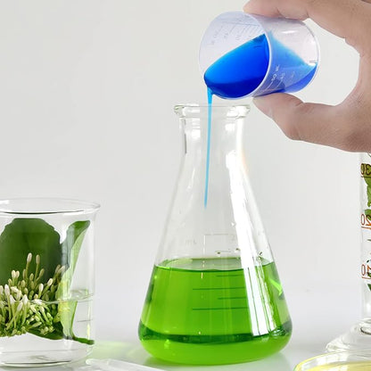 100 Pack 60ml/2oz Transparent Measuring Cups Reusable Clear Plastic Graduated Epoxy Mixing Cups with 100 Pack Wooden Stirring Sticks for Liquids Resin, Epoxy, Stain, Mixing Paint, School Labs