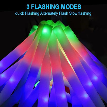 Foam glow sticks,68pcs Glow stick glow in the dark party supplies Party Favors with 3 Modes Colorful Flashing light up sticks for Wedding party,Birthday kids