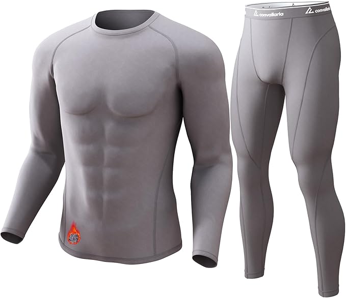 CL convallaria Thermal Underwear for Men Long Johns Fleece Lined Hunting Gear Set Base Layer for Cold Weather XS-4XL