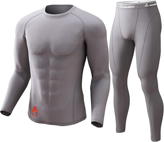 CL convallaria Thermal Underwear for Men Long Johns Fleece Lined Hunting Gear Set Base Layer for Cold Weather XS-4XL