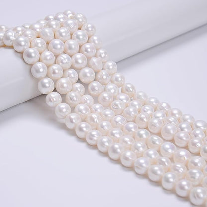 AD Beads Natural Freshwater White Pearl Round Beads 15" 4mm 6mm 8mm 9mm 10mm 11mm 12mm (11-12mm)
