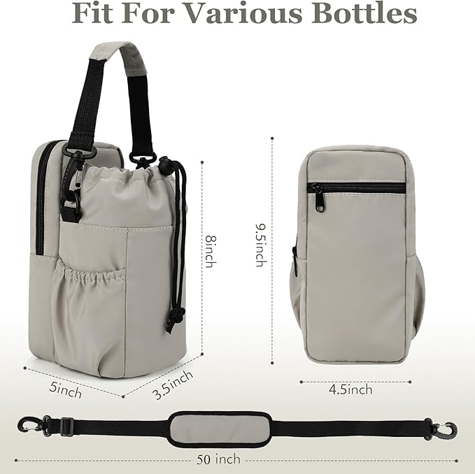 Water Bottle Holder with Strap, 32/40oz Insulation Water Bottle Carrier Bag with Phone Pocket, Water Bottle Sling Bag Crossbody Water Bottle Holder for Hiking Walking