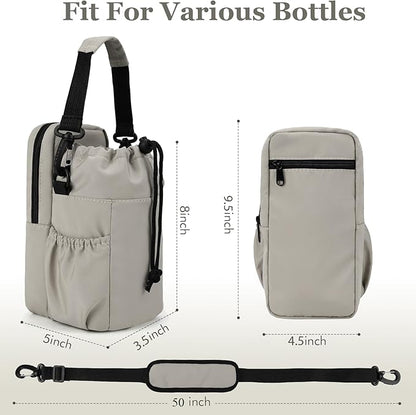 Water Bottle Holder with Strap, 32/40oz Insulation Water Bottle Carrier Bag with Phone Pocket, Water Bottle Sling Bag Crossbody Water Bottle Holder for Hiking Walking