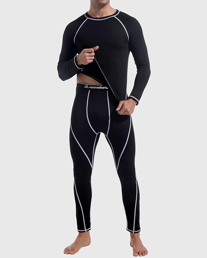 CL convallaria Thermal Underwear for Men Long Johns Fleece Lined Hunting Gear Set Base Layer for Cold Weather XS-4XL
