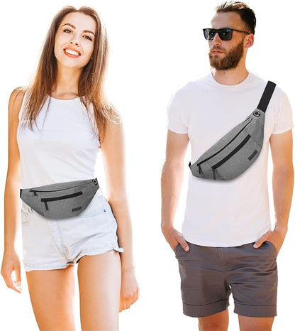 MAXTOP Large Crossbody Fanny Pack with 4-Zipper Pockets,Gifts for Enjoy Sports Festival Workout Traveling Running Casual Hands-Free Wallets Waist Pack Phone Bag Carrying All Phones