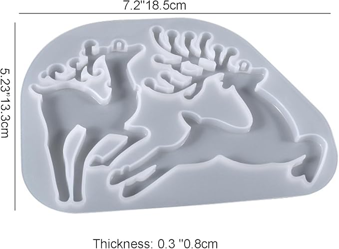 2 Pieces Deer Christmas Resin Molds Silicone, 4 Cavities Large Elk Christmas Ornament Silicone Molds for Family Christmas Tree Decorations, Gifts, Resin Art Craft, Keychains