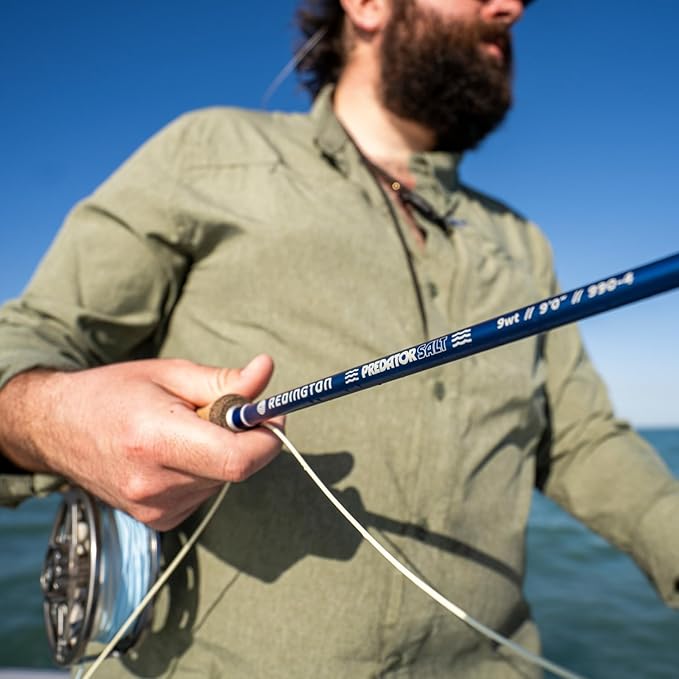 Redington Predator Salt Fly Rod – Fast Action Saltwater Fly Rod with Travel Case – Full-Wells Grip, Anodized Reel Seat, Chrome Guides – Striper, Redfish, Bonefish, Tarpon, Permit - 4PC