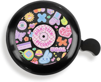 WIRESTER Black Aluminum Round Bike Bell, Classic Ring Bicycle Bell, Bike Accessories Bell Ring for Adults Kids Girls Boys - Dog Cat Animal Cute Records