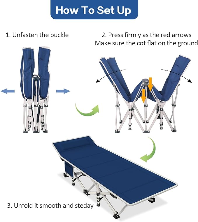 2 Pack Camping Cot with Mattress Camping Cots for Adults Cots for Sleeping with Pad Heavy Duty Guest Bed 2 Person Sleeping Cot Comfortable Include Carry Bag Indoor Outdoor Easy to Set Up