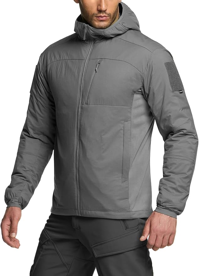 CQR Men's Lightweight Insulated Jacket, Windproof Packable Water Resistant Warm Active Coat for Hiking Work Outdoor Tactical