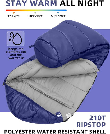 Bessport Mummy Sleeping Bag | 15-45 ℉ Extreme 3-4 Season Sleeping Bag for Adults Cold Weather– Warm and Washable, for Hiking Traveling & Outdoor Activities