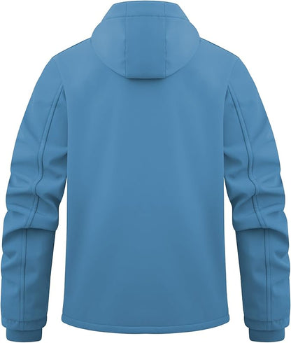 WULFUL Men's Lightweight Softshell Jacket Warm Fleece Lined Windbreaker Waterproof Soft Shell for Outdoor Hiking