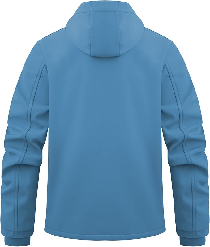 WULFUL Men's Lightweight Softshell Jacket Warm Fleece Lined Windbreaker Waterproof Soft Shell for Outdoor Hiking