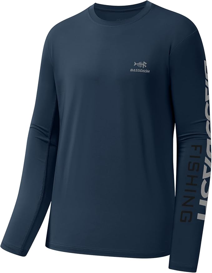BASSDASH Fishing T Shirts for Men UV Sun Protection UPF 50+ Long Sleeve Tee T-Shirt