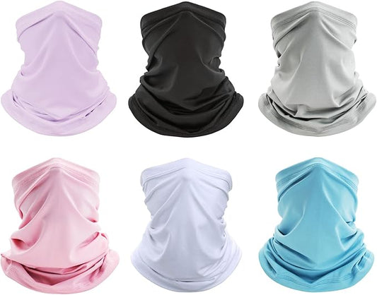 6 Pack Neck Gaiter Bandana Face Mask: Cooling Gator Mask Face Cover Neck Scarf Balaclava