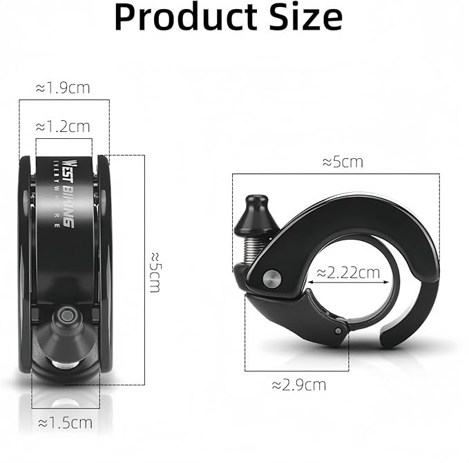 Ultra-Loud Hidden Bike Bell - Ideal for Adults & Kids | 100dB Clear Ring | Fits 22.2mm/0.78in Handlebars | Also for e-Scooters & Walkers ﻿