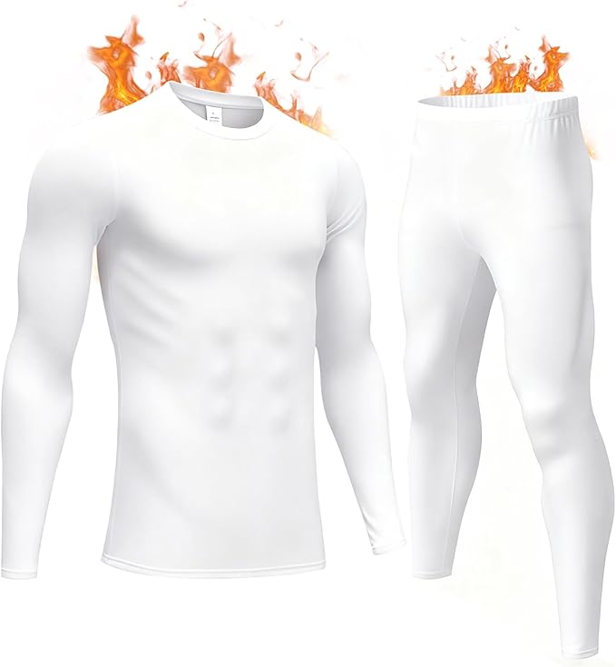 Mens Thermal Underwear Set with Lightweight Ultra Soft Fleece Lined,Long John Set, Skiing Base Layer