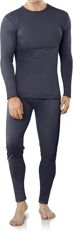 VZV Thermal Underwear for Men Fleece Lined Long Johns for Mens Thermals Top and Bottom Set Soft Base Layer for Winter