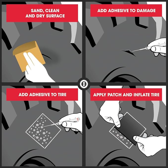 GlueTread Complete Off-Road Tire Repair Kit - Fix Sidewall Damage and Punctures - Includes Heavy Duty Tire Patch Kit, Plugs & Colby Emergency Valve Stem - Enhanced Rubber Formula, Fast Setting