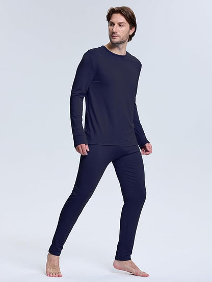 VZV 3 Set Thermal Underwear for Men Fleece Lined Long Johns Mens Thermals Top and Bottom Set Base Layer for Cold Weather