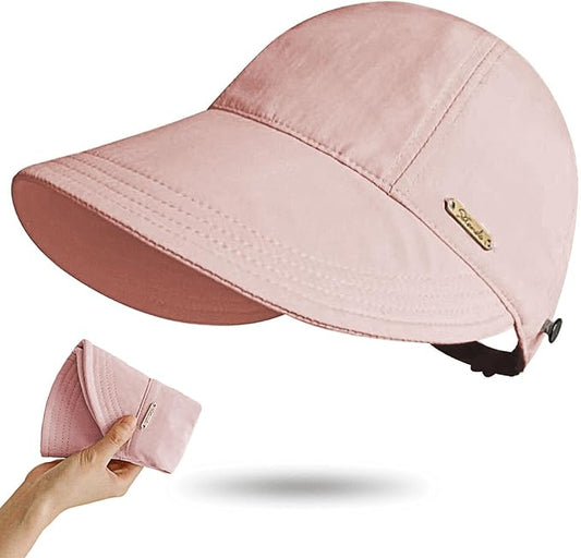 huablo]UPF 50+Womens Sun Hat UV Protection Hiking Fishing Hats Wide Brim Hat Adjustable Ponytail Packable Sun Cap
