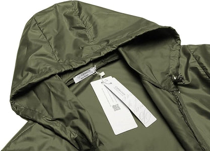 COOFANDY Mens Packable Rain Jacket Lightweight Waterproof Raincoat with Hood Outdoor Rain Gear Travel Hiking Cycling