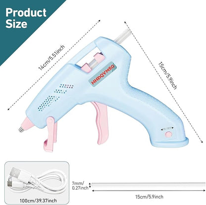 Cordless Hot Glue Gun, 20W Hot Glue Gun with 30PCS Premium Glue Sticks & 1m USB-C Cable, 2000mAh Built-in Battery Suitable for School Craft, Home Repair, DIY