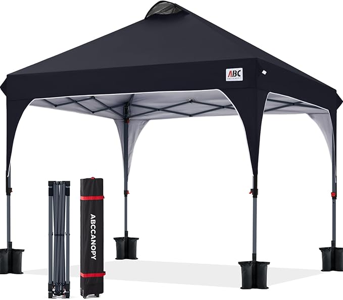 ABCCANOPY Outdoor Pop up Canopy Tent, 8x8 Instant Portable Canopy for Camping, Beach, Backyard, Black