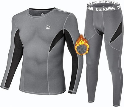 Men's Thermal Underwear Fleece Lined Performance Fleece Tactical Sports Shapewear Thermal Set